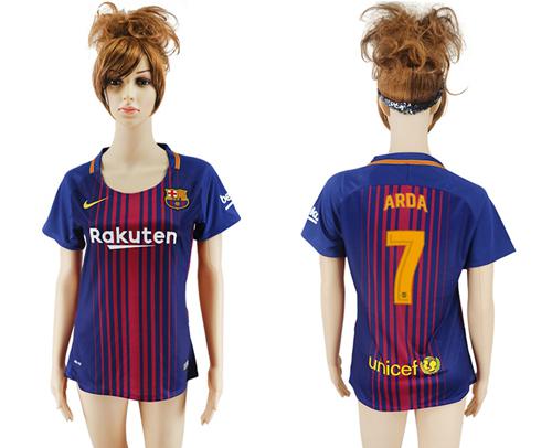 Women's Barcelona #7 Arda Home Soccer Club Jersey - Click Image to Close